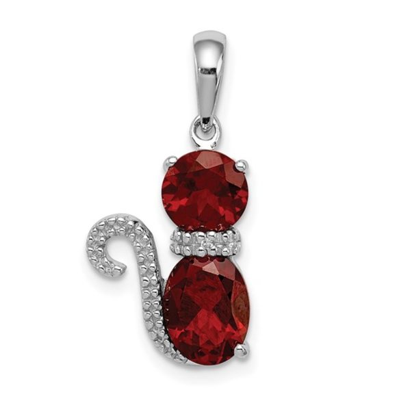 Million Charms Jewelry - Citrine Garnet Blue Topaz peridot Amethyst Sterling Silver Cat Pendant Charm